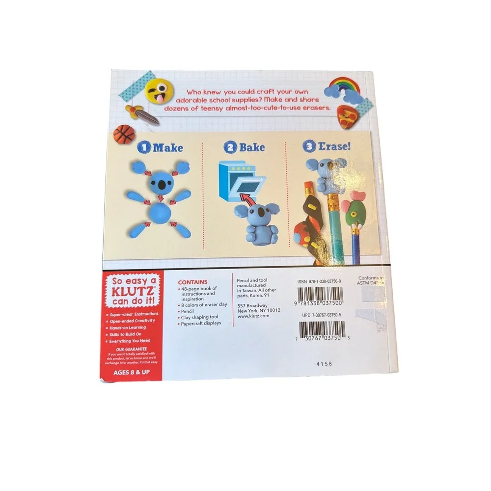 Klutz Craft Kit Multicolor Make Your Own Mini Erasers Bakeable Clay Activity Set